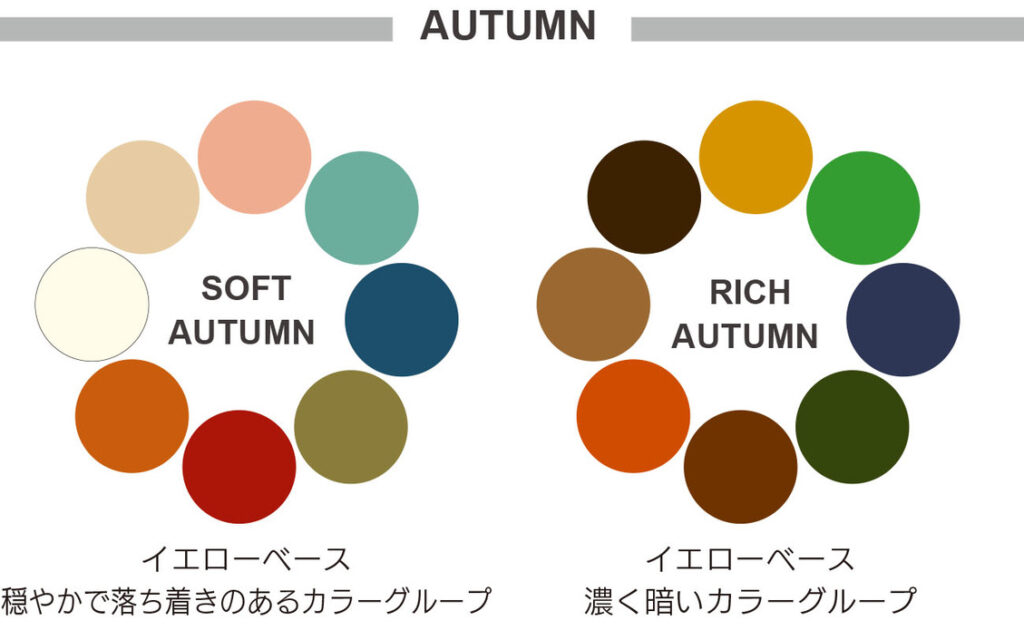 Eight Color パーソナルカラー診断のソフトオータムとリッチオータムの色のご説明